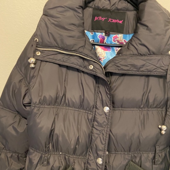 Grey Betsey Johnson Puffer Coat Jacket Womens - Picture 12 of 16